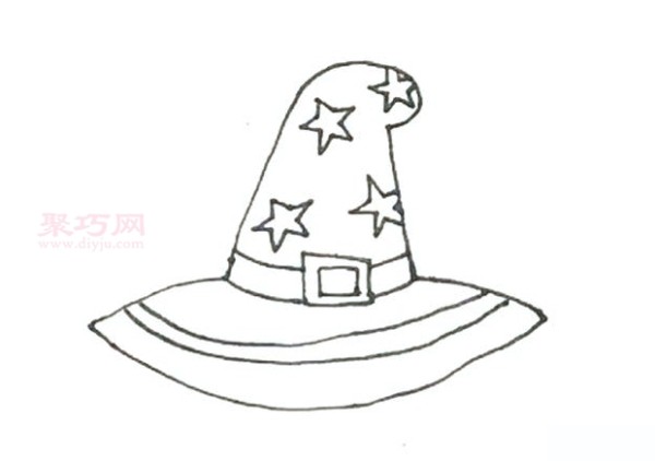 Childrens simple drawing of witch hat