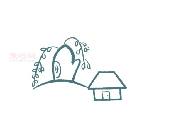 Simple drawing method for children to draw a prairie house