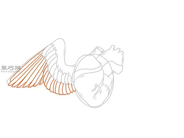 Steps to Draw a Traditional Winged Heart Let’s see how to draw a heart with wings.