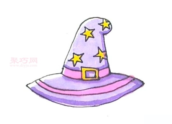 Childrens simple drawing of witch hat