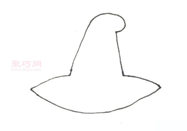 Childrens simple drawing of witch hat