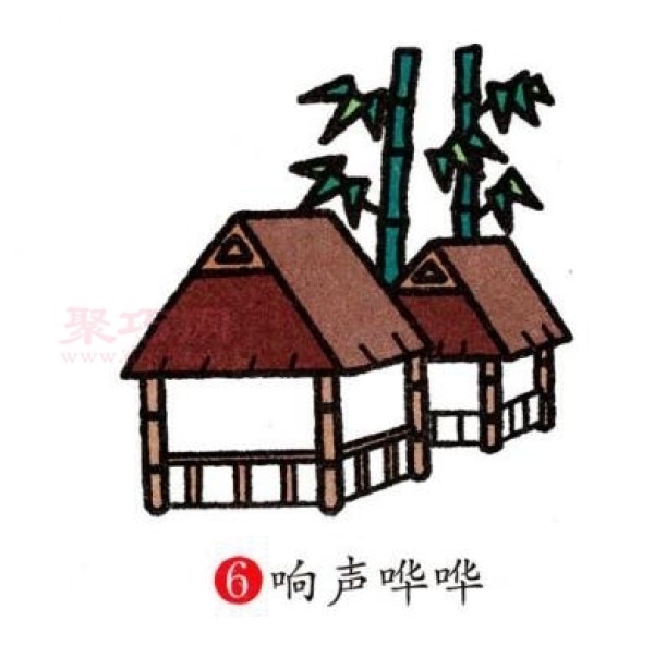 How to draw a bamboo house for young children? Simple drawing method of a bamboo house