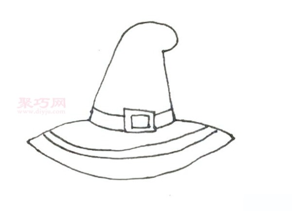 Childrens simple drawing of witch hat