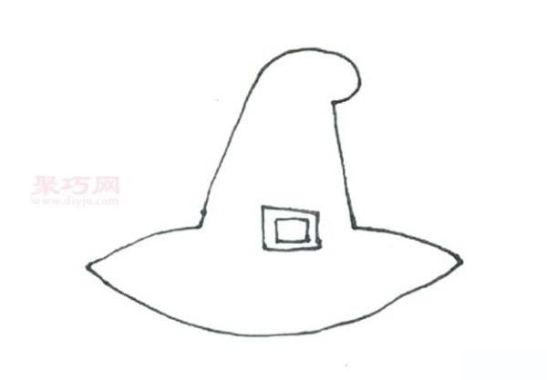 Childrens simple drawing of witch hat