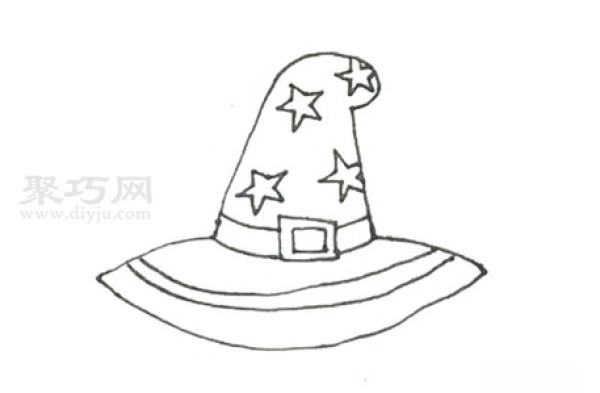 Childrens simple drawing of witch hat