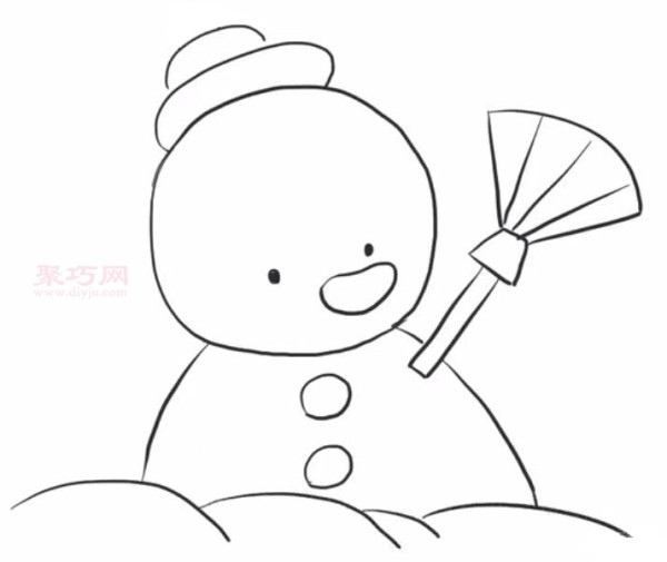 How to draw a cartoon snowman with simple strokes How to draw a cartoon snowman with simple strokes