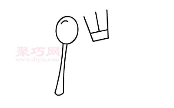 5 steps to draw a spoon and a fork. Learn how to draw a spoon and a fork in simple strokes.