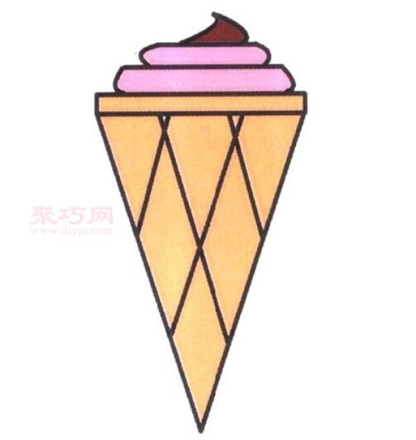 How to draw an ice cream cone with simple strokes