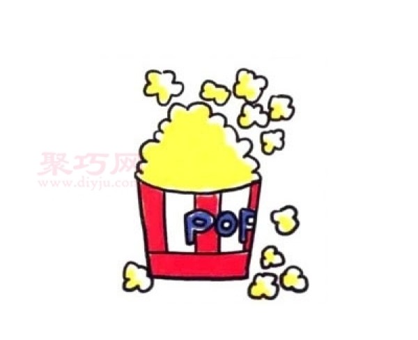 How to draw popcorn simple and beautiful. Teach you how to draw popcorn step by step.