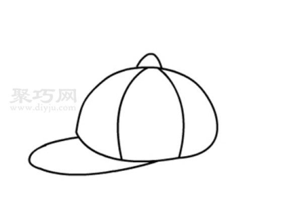 How to draw a duck-billed hat in four steps. Simple drawing tutorial of a duck-billed hat.