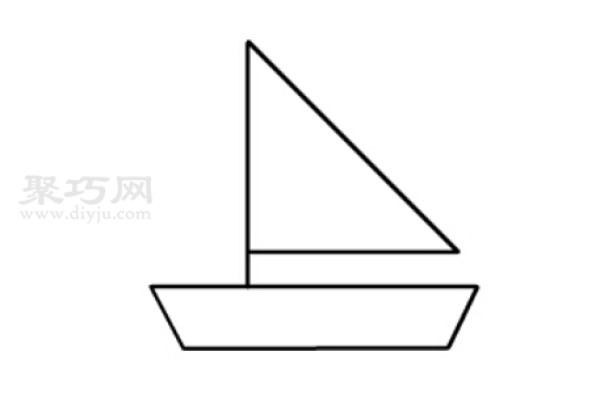 How to draw a small sailboat. Simple drawing tutorial of a small sailboat.