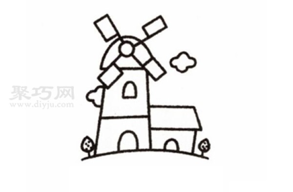 How to draw a windmill to look good. Windmill simple drawing tutorial