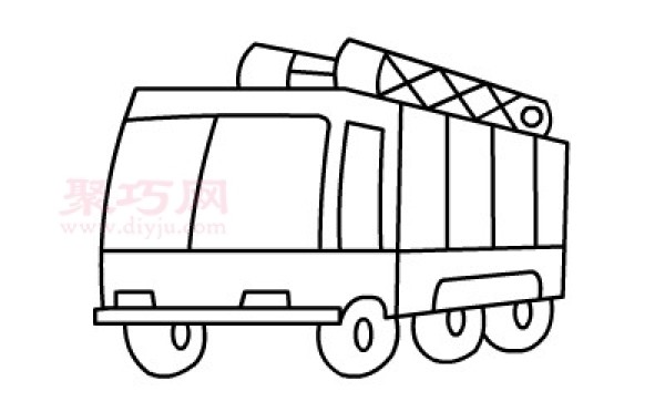 Simple drawing method for children to draw a fire truck. Learn how to draw a fire truck in simple strokes.