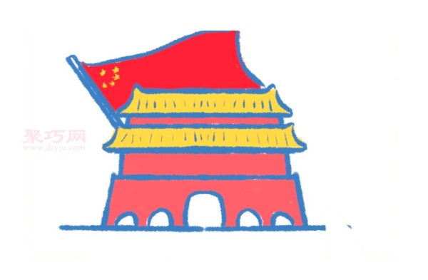 5 simple steps to draw Tiananmen Square for National Day