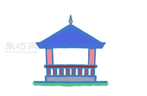 How to draw an ancient style pavilion that is beautiful and simple