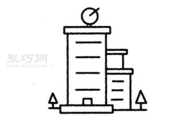 6 steps to draw a TV station building. Learn how to draw a TV station building in simple strokes.