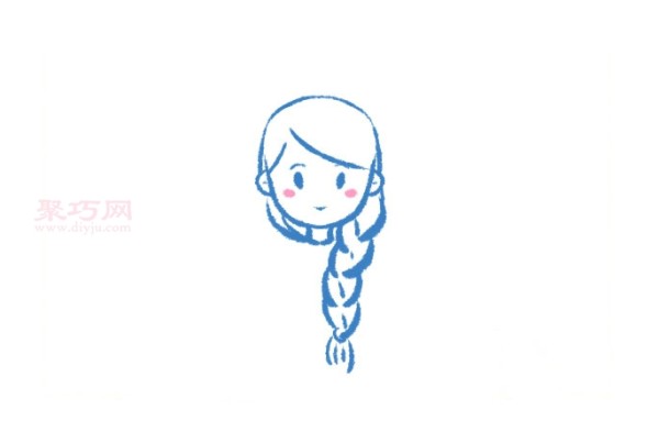 Steps for children to draw a girl with braids