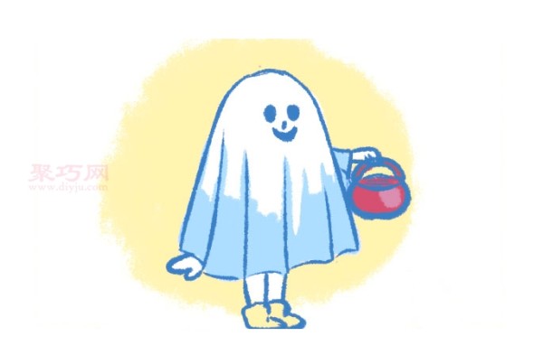 How to draw a simple and beautiful drawing of a trick-or-treating child on Halloween