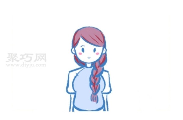 Steps for children to draw a girl with braids