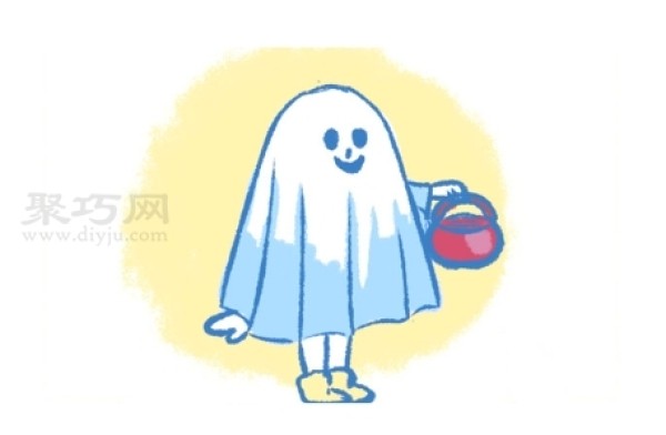 How to draw a simple and beautiful drawing of a trick-or-treating child on Halloween