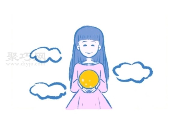 How to draw the simple strokes of the Mid-Autumn Festival moon and girl