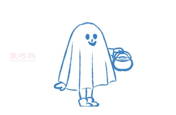 How to draw a simple and beautiful drawing of a trick-or-treating child on Halloween