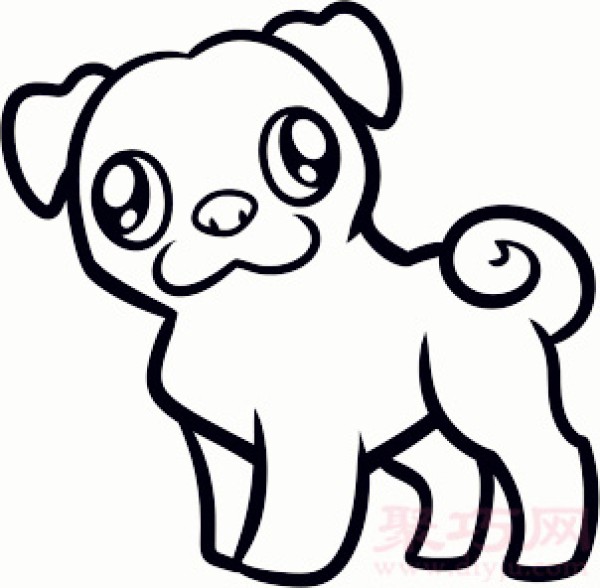 Simple steps to draw a pug. Simple drawing pictures of a pug.