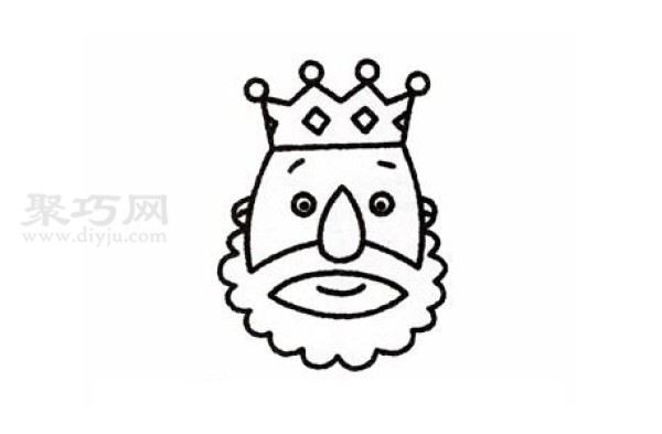 How to draw a king for young children. Steps to draw a king in simple strokes.