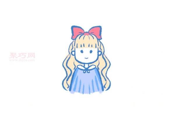 Childrens simple drawing of a blonde girl