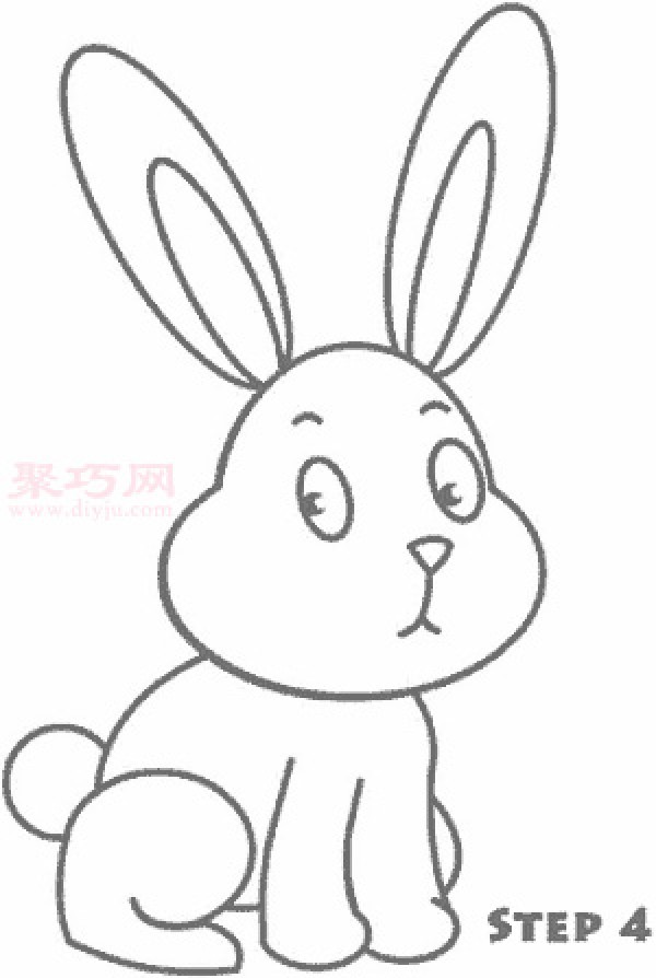 Simple steps to draw a little white rabbit Simple drawing pictures of a little white rabbit