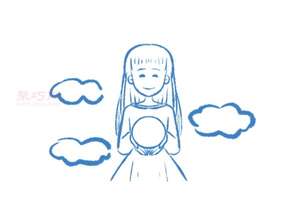 How to draw the simple strokes of the Mid-Autumn Festival moon and girl