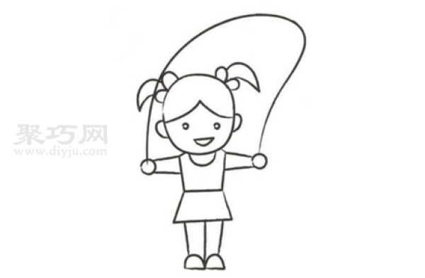 Tutorial on how to draw a little girl skipping rope. Simple drawing of a little girl learning to skip rope.