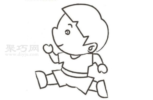 How to draw a running little boy with simple strokes