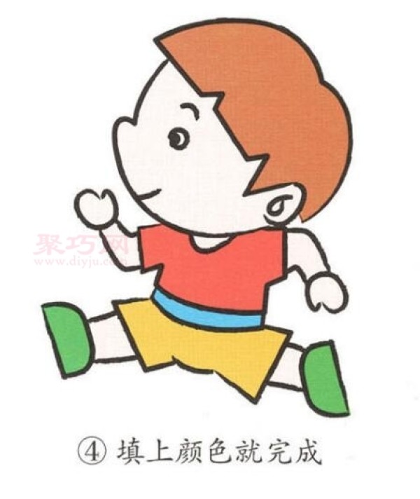 How to draw a running little boy with simple strokes