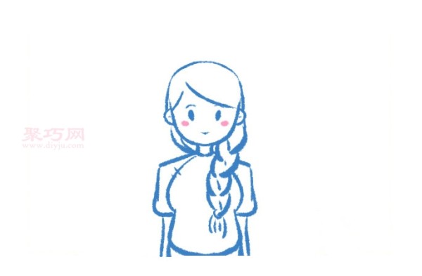 Steps for children to draw a girl with braids