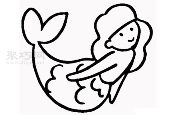 Illustration of the steps for children to draw a mermaid. Learn how to draw a mermaid in simple strokes.