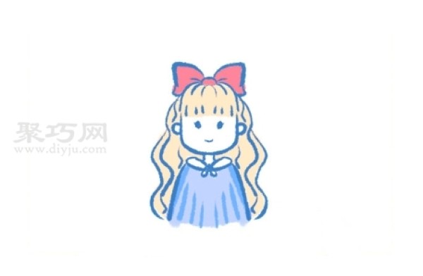 Childrens simple drawing of a blonde girl