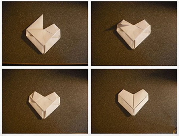 Illustrated tutorial on how to fold a three-dimensional heart