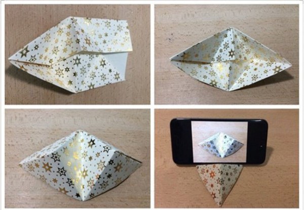 How to fold a simple mobile phone holder. Use paper to fold a mobile phone holder.