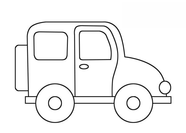 Steps and coloring of simple drawing of a jeep