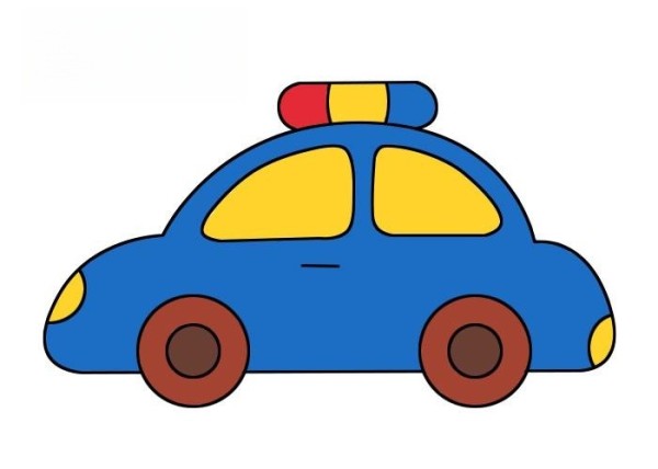 Police car simple drawing steps and coloring