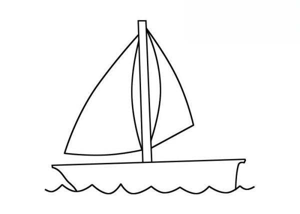 The steps for drawing a simple drawing of a sailboat including coloring