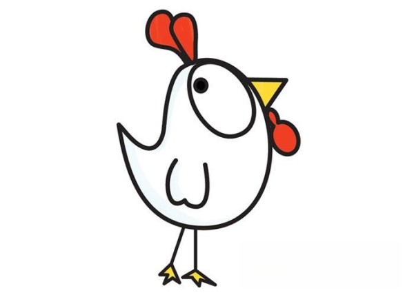 Cartoon big rooster simple drawing picture