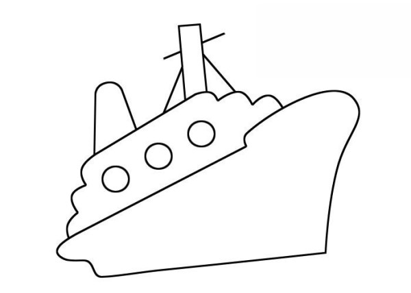 Steps and coloring of simple drawing of ship