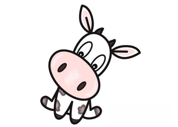 Cute Cartoon Cow Simple Drawing Picture