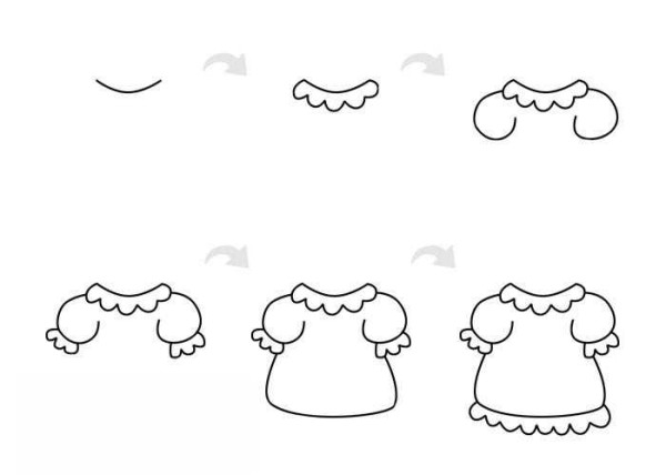 Cute little skirt simple drawing steps and coloring