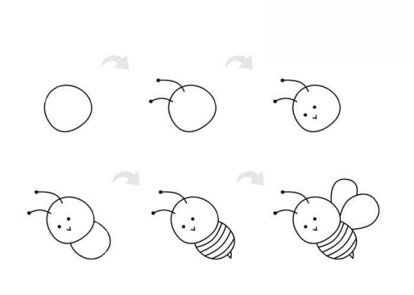 Bee simple color painting step by step tutorial