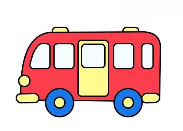 Minibus bus simple drawing steps and coloring