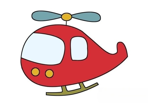 Helicopter simple drawing steps and coloring