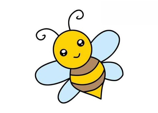 The steps and coloring pictures of the simple drawing of a little bee